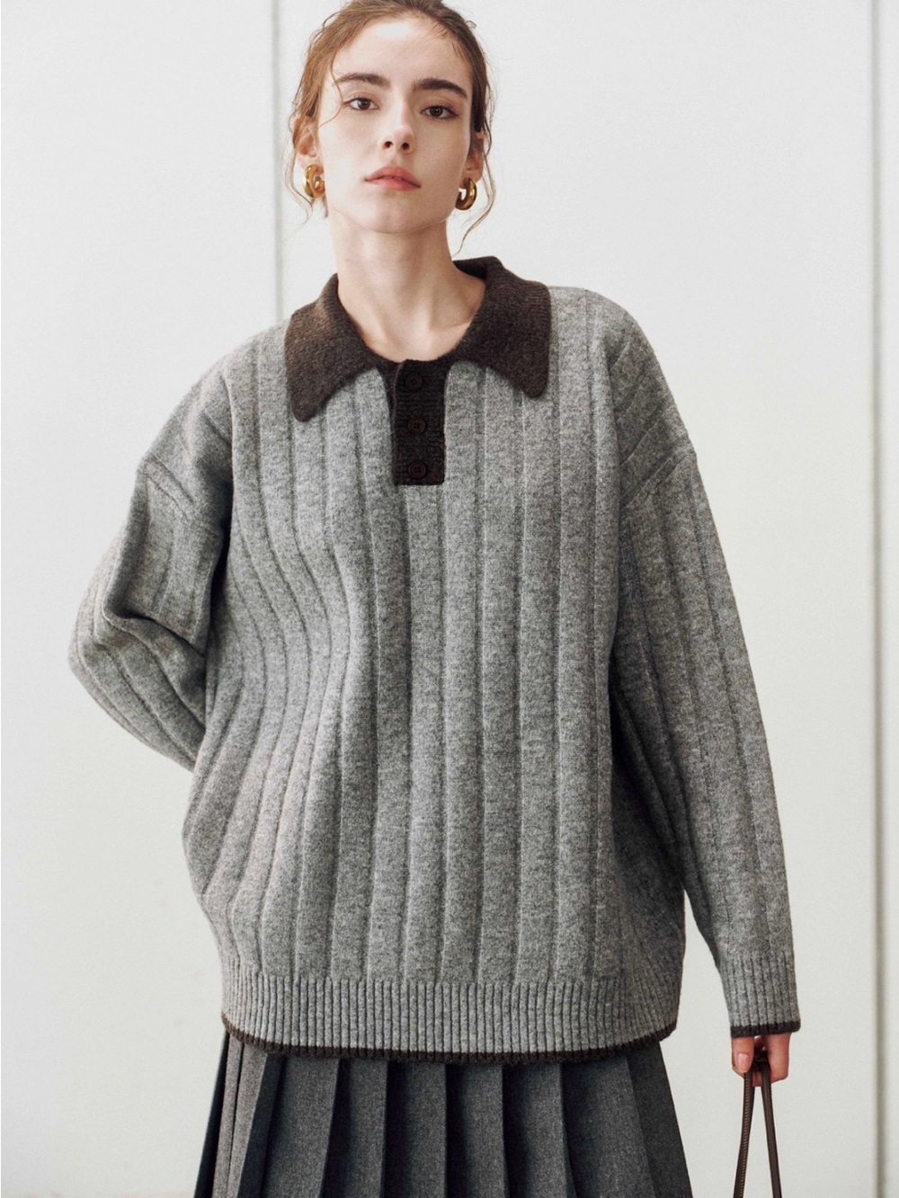 Hemi Blurr Oversized Contrast Collar Knit